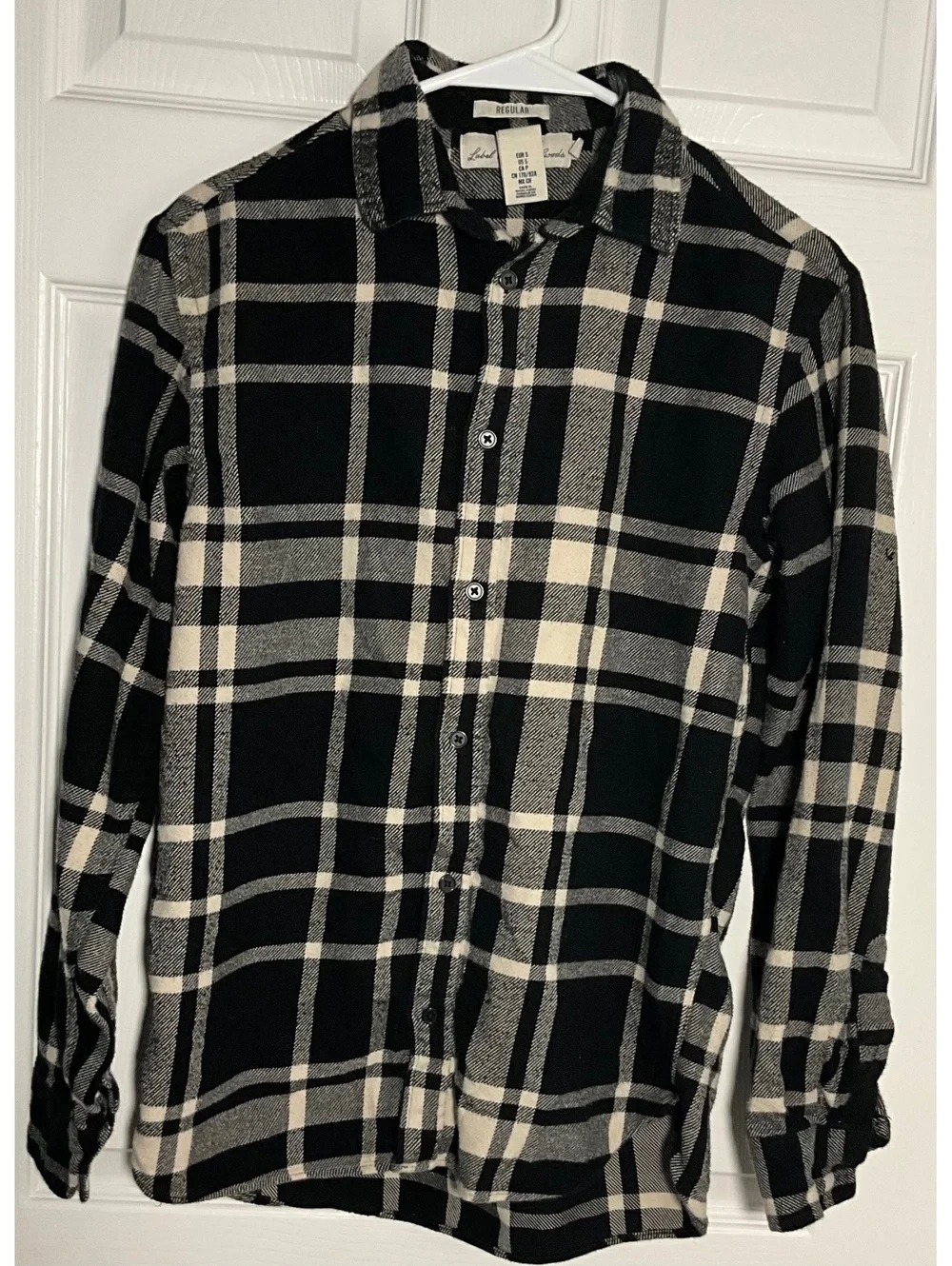 H&M Black and White Plaid Button-Up Shirt, Size S